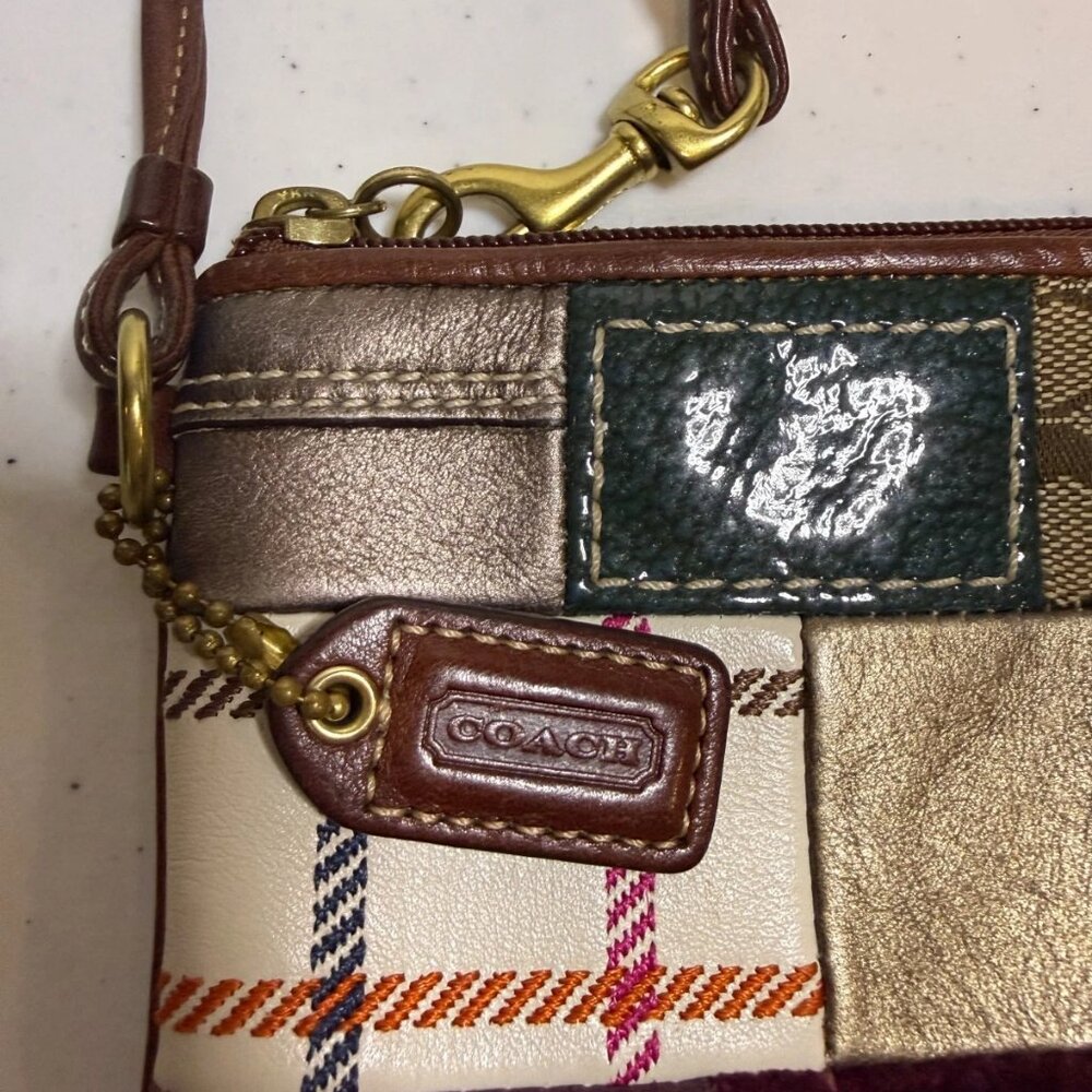 Coach Patchwork Large Wristlet Clutch Zippered Po… - image 8